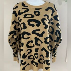 Mud Pie Animal Print Sweater - Black and Tan